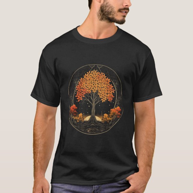 T-shirt Arbre De Vie Vibes Automne Boho Sacred Geometr Aut (Devant)