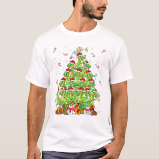T-shirt Arbre d'éclairage Xmas Père Noël T Rex