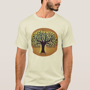 T-shirt Arbre face jaune paysage aquarelle