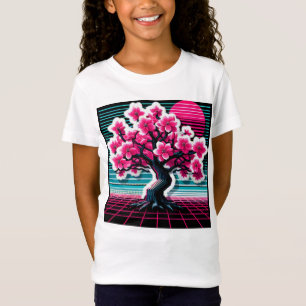 T-Shirt Arbre Fleur de Cerisier Synthwave 803