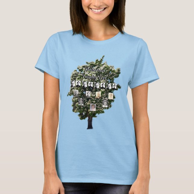 T-shirt Arbre Floral Photo Cutout 4 Génération Arbre Famil (Devant)