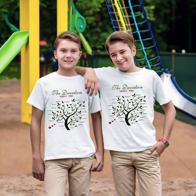 T-shirt Arbre généalogique personnalisé (20 noms) (Créateur téléchargé)