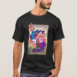 T-shirt Arbre Koi Moon Sakura Fleur de Cerisier Fleur Yin