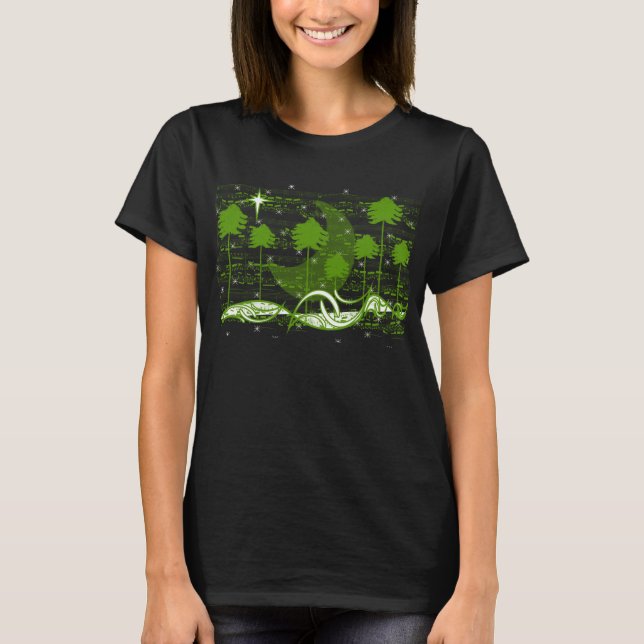 T-shirt Arbre musical noir et vert Vous aimez la lune (Devant)