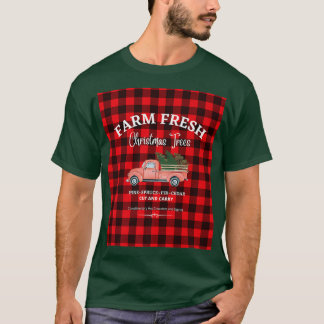 T-SHIRT ARBRES À NOËL FRAIS DE FERME, CAMION ROUGE, XMAS T