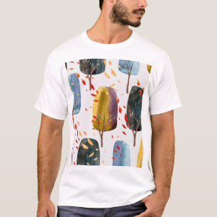 T-shirt Arbres d'automne : Aquarelle peinte à la main sans