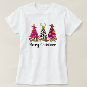 T-shirt Arbres de Noël Cowgirl Joyeux Noël