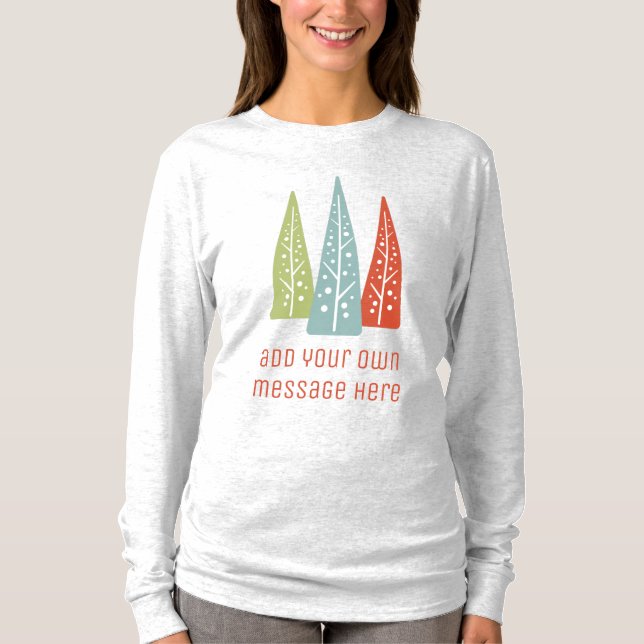 T-shirt Arbres de Noël modernes du milieu du siècle Texte  (Devant)