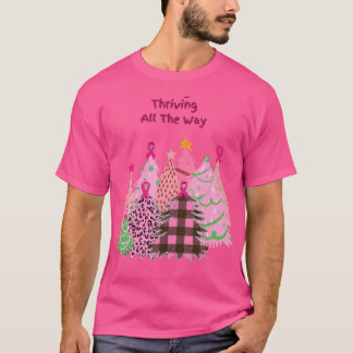 T-shirt Arbres de Noël roses Cancer du sein Survivants