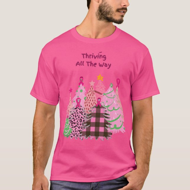 T-shirt Arbres de Noël roses Cancer du sein Survivants (Devant)
