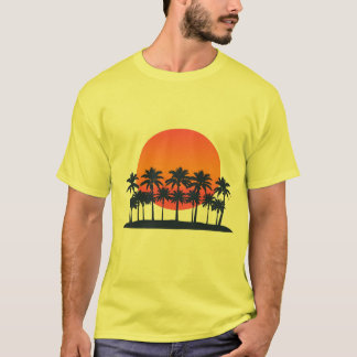 T-shirt Arbres de palmiers à coucher rétro - Somme