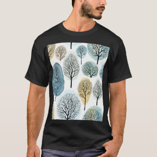 T-shirt Arbres dessinés à la main, aquarelle tache motif.