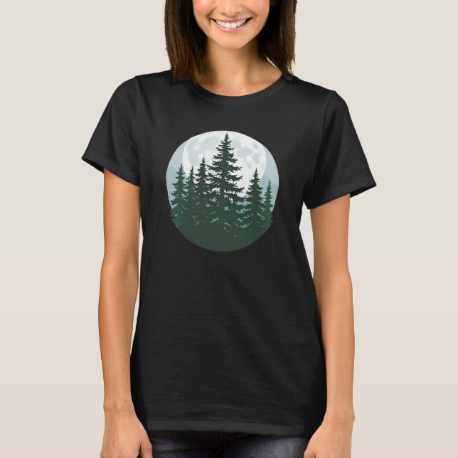 T-shirt Arbres Faune Nature Forêt Silhouette (Devant)