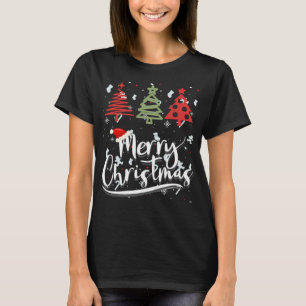 T-shirt Arbres rouges et verts Forêt d'hiver Forêt moderne
