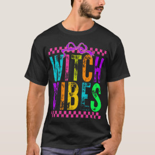 T-shirt Arc à carreaux néon Halloween Vibes Sorcière