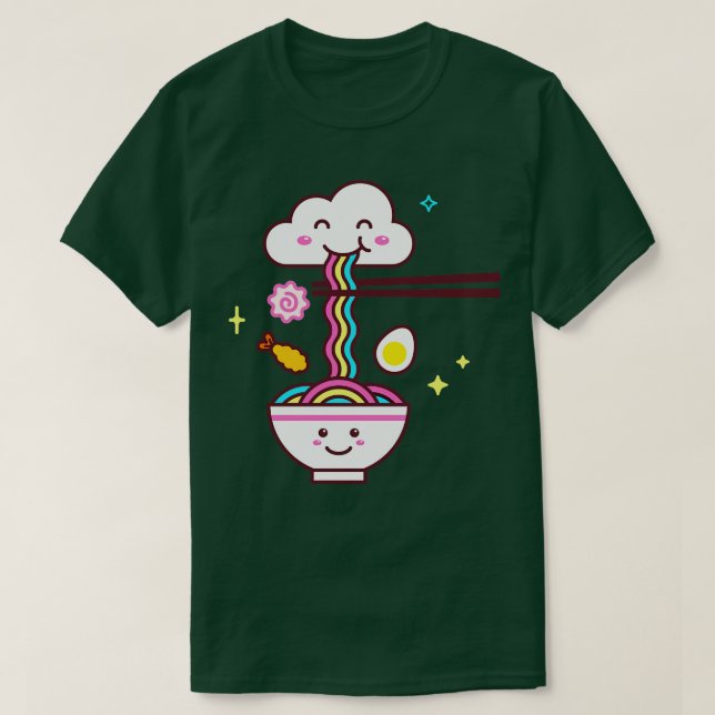 T-shirt Arc en arc-en-ciel Kawaii Ramen (Design devant)
