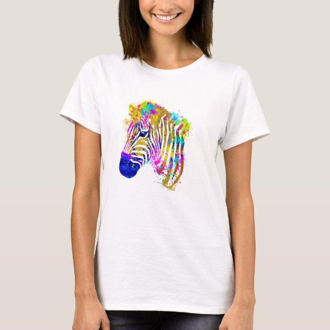 T-shirt Arc en arc-en-ciel Peinture Zebra Graphique (Devant)