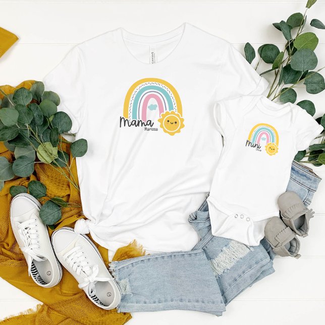 T-shirt Arc En Ciel Avec Mama Mama Mini Matching Mama (Créateur téléchargé)