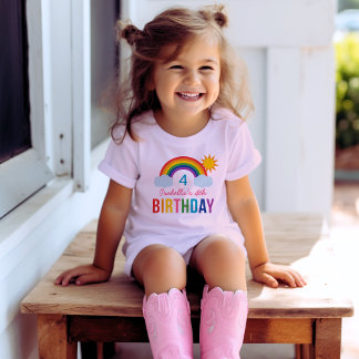 T-shirt Arc-en-ciel Coloré Anniversaire Enfants Soleil