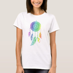 T-shirt Arc en ciel Coloré plume de capture de rêve