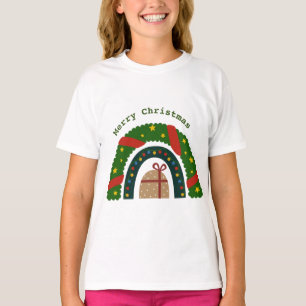 T-shirt Arc-en-ciel de Noël avec un présent