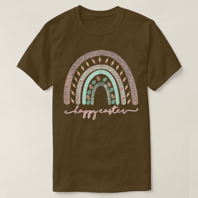 T-shirt Arc en ciel de Pâques avec oeufs et lapin de Pâque (Design devant)