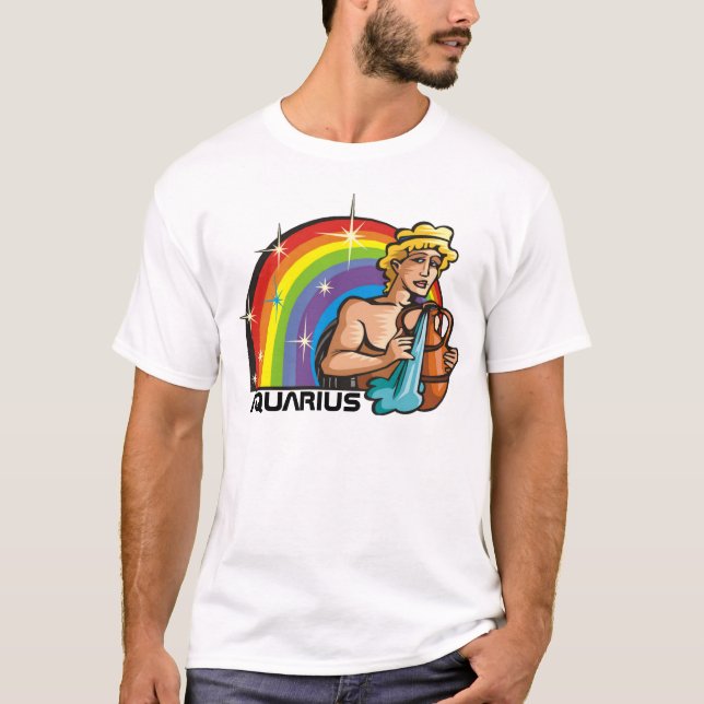 T-shirt Arc-en-ciel des années 1980 avec Aquarius Man with (Devant)