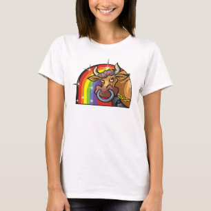 T-shirt Arc en ciel des années 1980 avec Taurus Bull