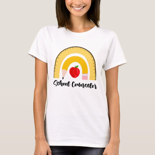 T-shirt Arc en ciel des fournitures scolaires Conseillère  (Devant)