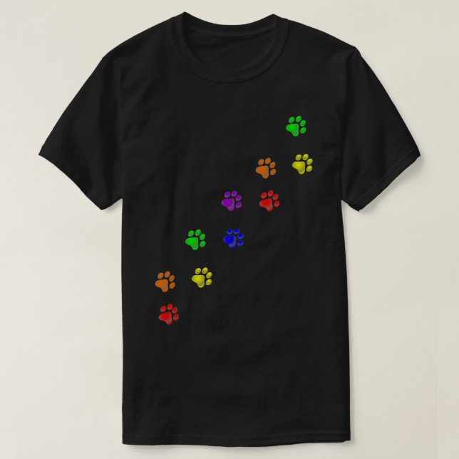T-shirt Arc-en-ciel Empreintes de pattes Gay pride animal  (Design devant)