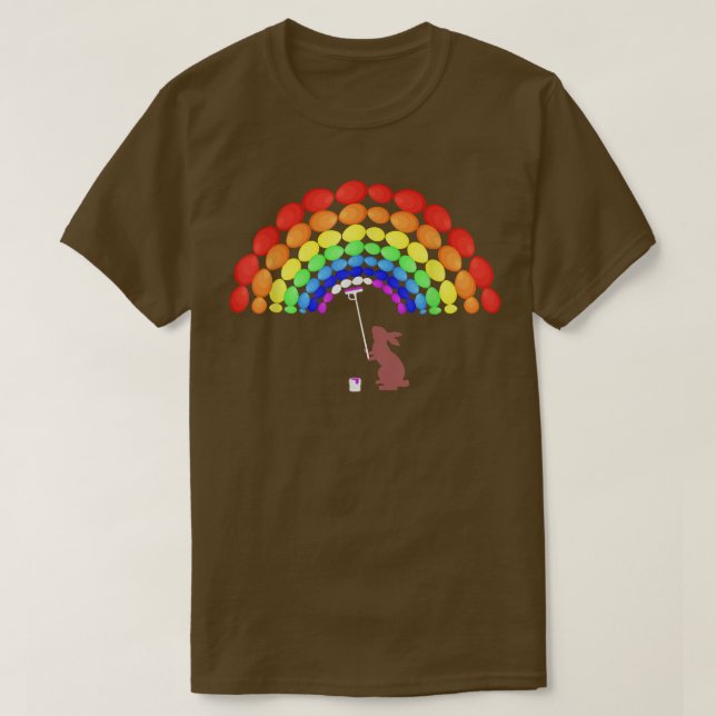 T-shirt Arc-en-ciel en peinture d'Easterbunny fait de pâqu (Design devant)