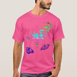 T-shirt Arc-en-ciel floral papillon