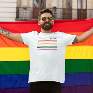 T-shirt Arc-en-ciel Gay Pride Rayure Homme Blanc