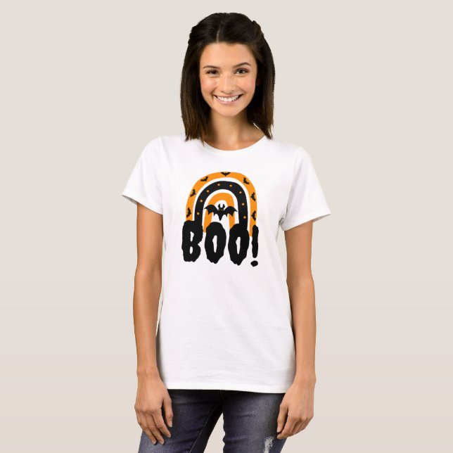 T-shirt arc-en-ciel Halloween Boo Halloween (Devant entier)
