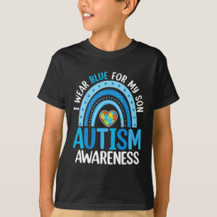 T-shirt Arc-en-ciel Je Porte Du Bleu Pour Ma Sensibilisati