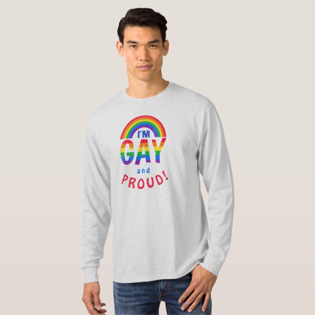T-shirt Arc-en-ciel Je suis gay et fier ! LGBTQ (Devant entier)