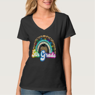 T-shirt Arc-en-ciel léopard 5e année retour à l'école cinq