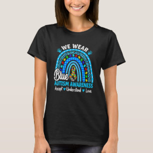 T-shirt Arc-en-ciel Léopard Carreaux Bleu Autism Awareness
