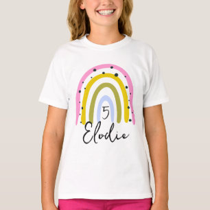 T-shirt Arc-en-ciel Nom Personnalisé Anniversaire Numéro P