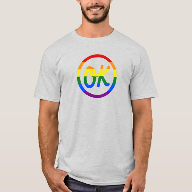 T-shirt arc-en-ciel "OK pour être gay" (Devant)