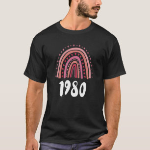 T-shirt Arc-En-Ciel Rouge Année De Naissance 1980 Annivers