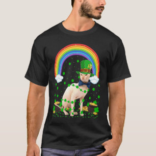 T-shirt Arc-en-ciel Trèfle Irlandais Chat Sphynx Fête de l