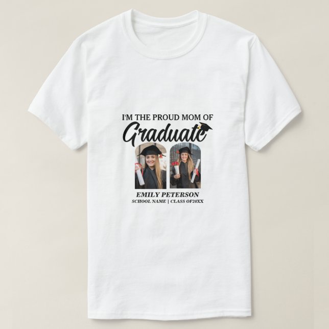 T-shirt Arc moderne Fier Maman 2 Photos personnalisées Gra (Design devant)