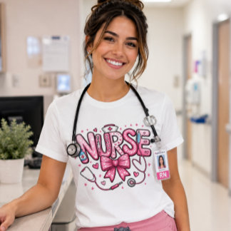 T-shirt Arc tendre infirmière rose – Infirmière Kawaii & M
