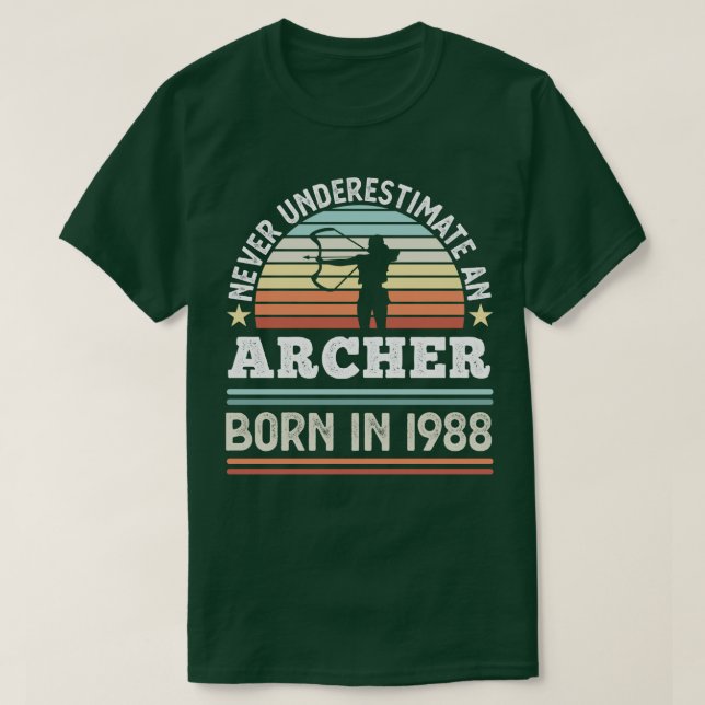 T-shirt Archer né 1988 40e anniversaire tir à l'arc cadeau (Design devant)