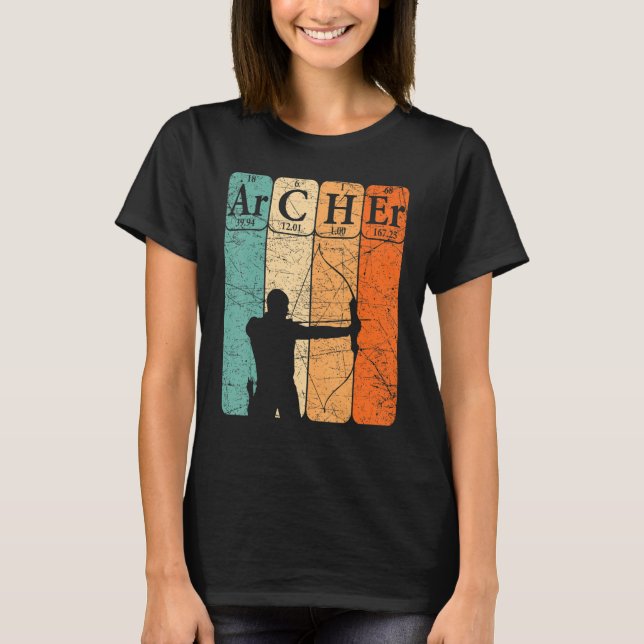 T-shirt Archer Periodic Table Elements Bow Hunting Archery (Devant)