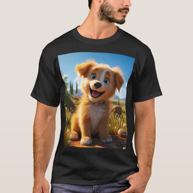 T-shirt Archie - Chiot de récupération de laboratoire jaun (Devant)