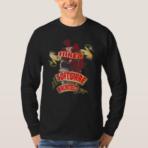 T-shirt Architecte logiciel crâne tatoué et roses rouges t