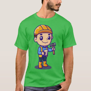 T-shirt Architecte mignon tenant un marteau