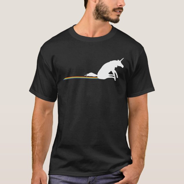 T-shirt Arcs-en-ciel drôles de Pooping de licorne (Devant)